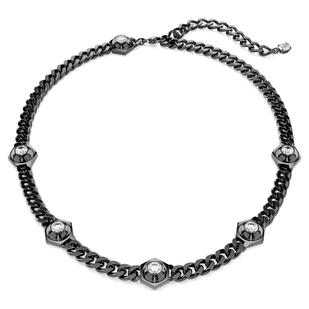 

Numina necklace, Round cut, White, Ruthenium plated