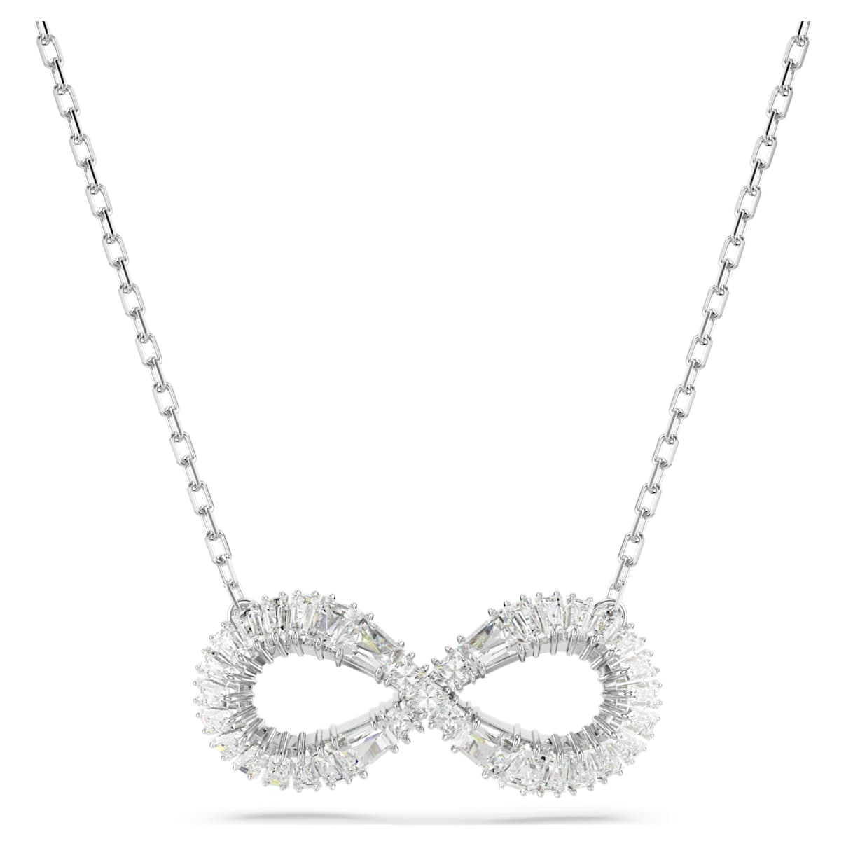 

Hyperbola pendant, Infinity, White, Rhodium plated
