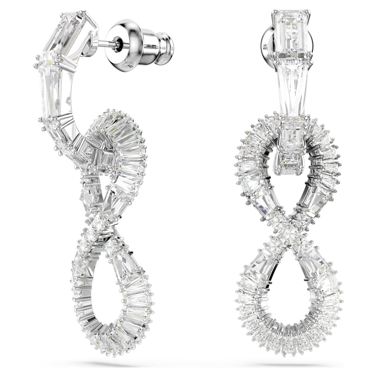 

Hyperbola drop earrings, Infinity, White, Rhodium plated