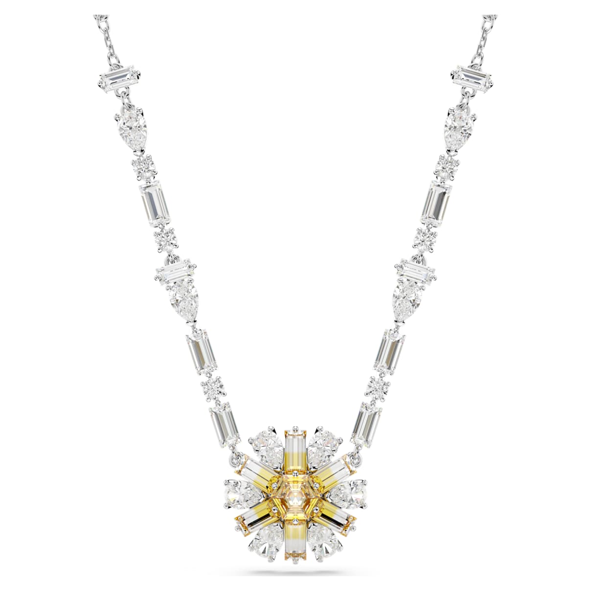 

Idyllia necklace, Flower, Yellow, Rhodium plated