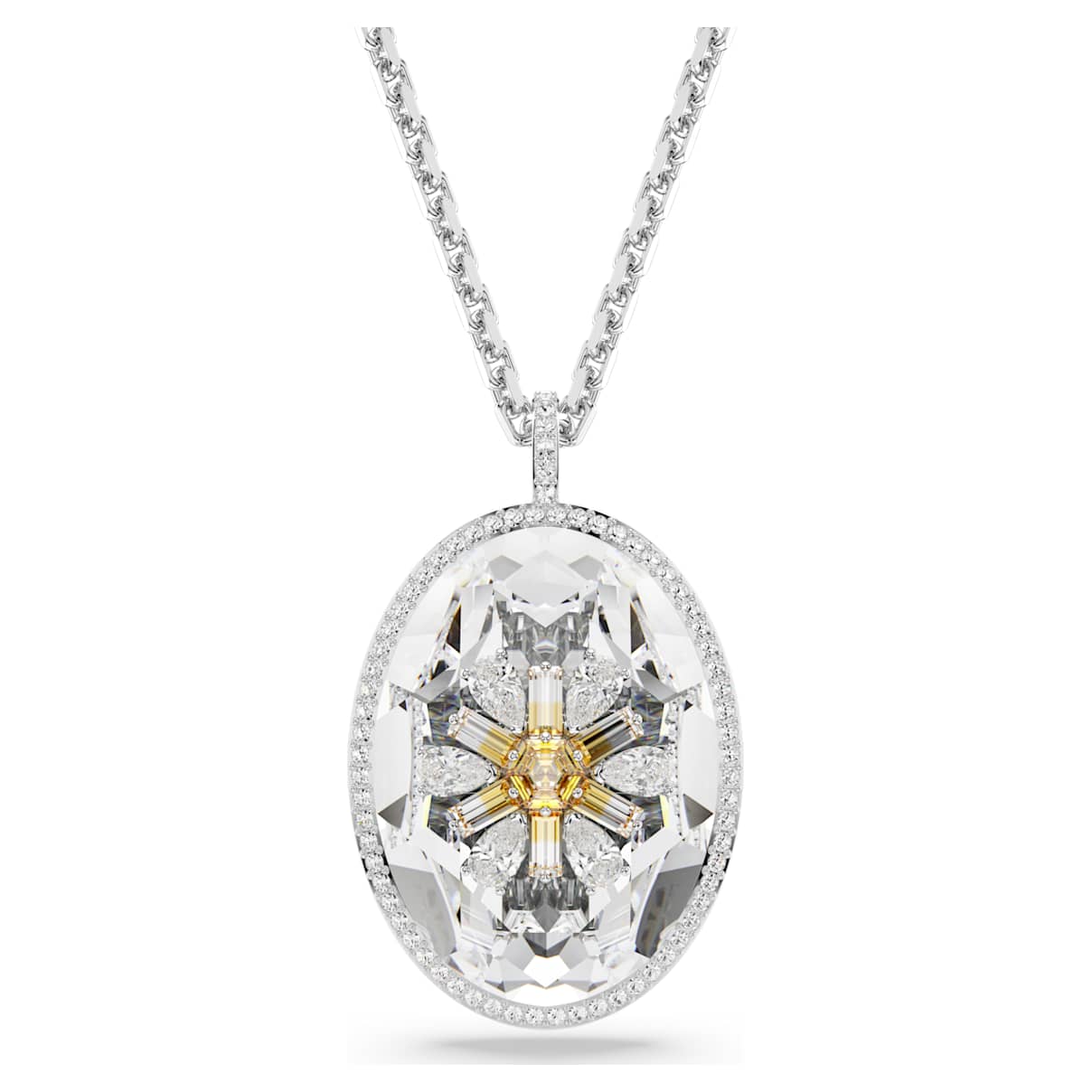 

Idyllia pendant, Flower, Yellow, Rhodium plated