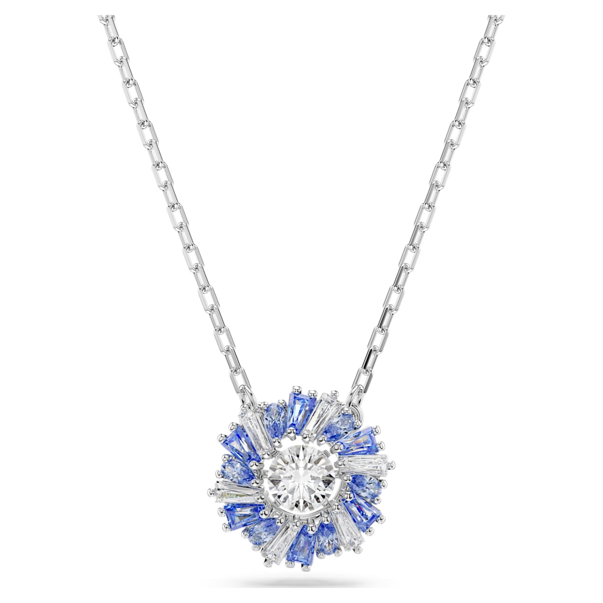 

Idyllia pendant, Mixed cuts, Flower, Blue, Rhodium plated
