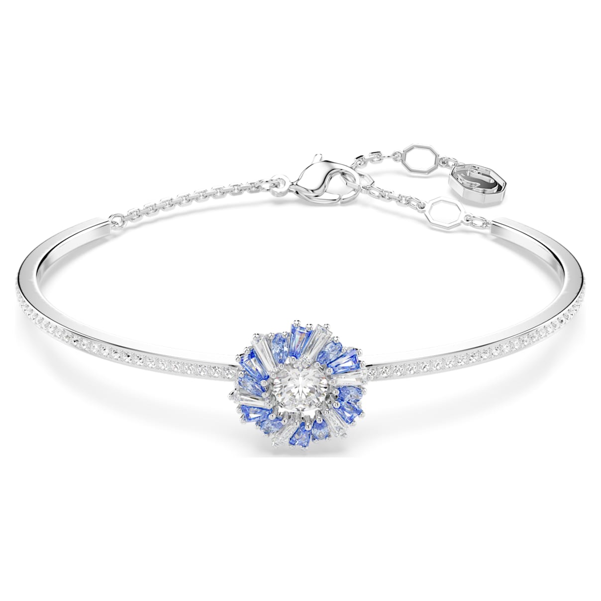 

Idyllia bangle, Flower, Blue, Rhodium plated