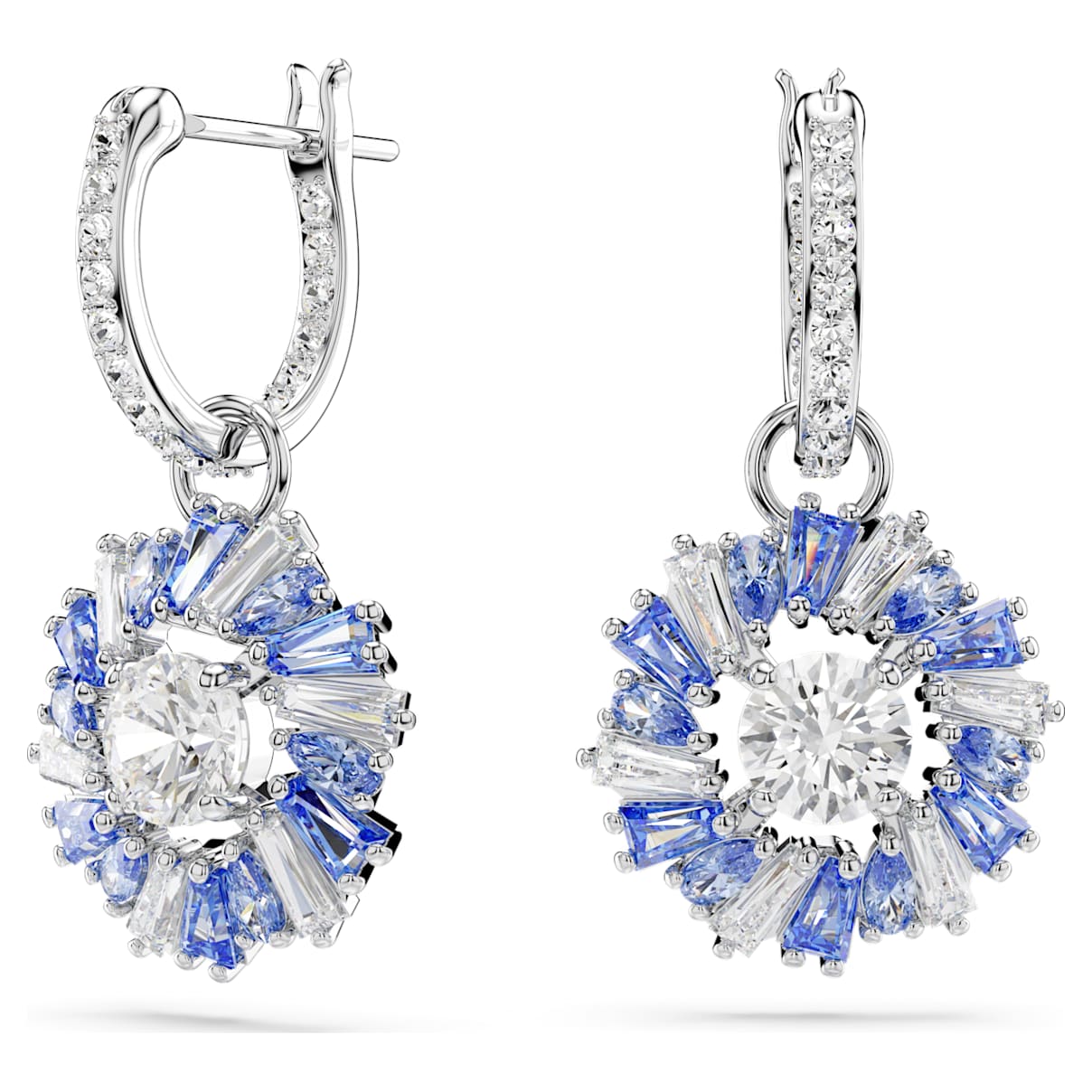 

Idyllia drop earrings, Mixed cuts, Flower, Blue, Rhodium plated