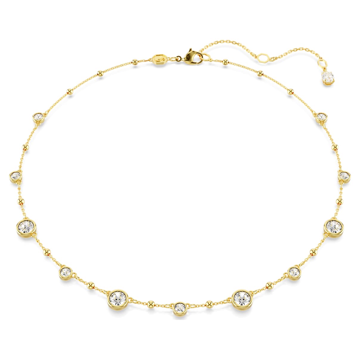 

Imber necklace, Round cut, Scattered design, White, Gold-tone plated