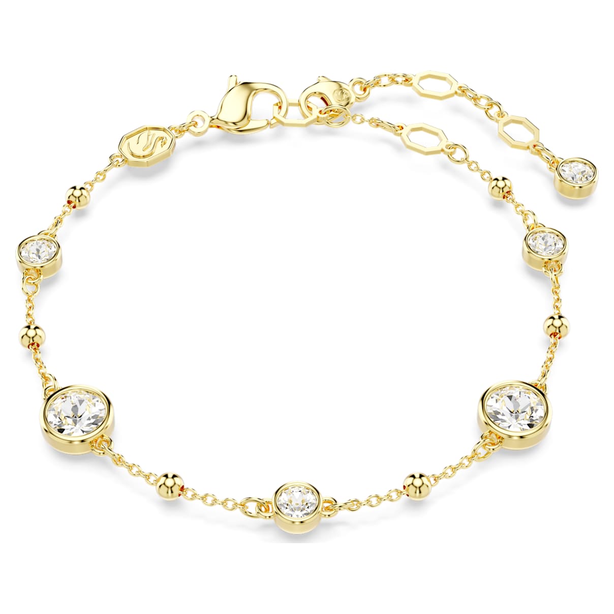 Braccialetto Imber, Taglio Round, Design sparpagliato, Bianco, Finitura oro 18K OS