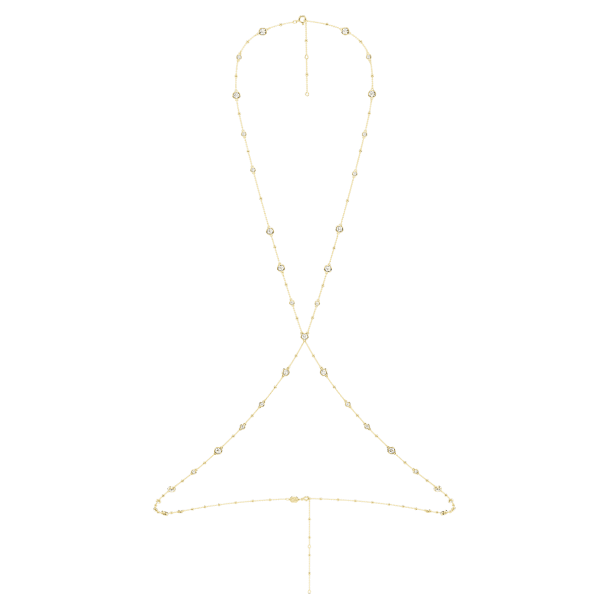 

Imber body chain, Round cut, White, Gold-tone plated