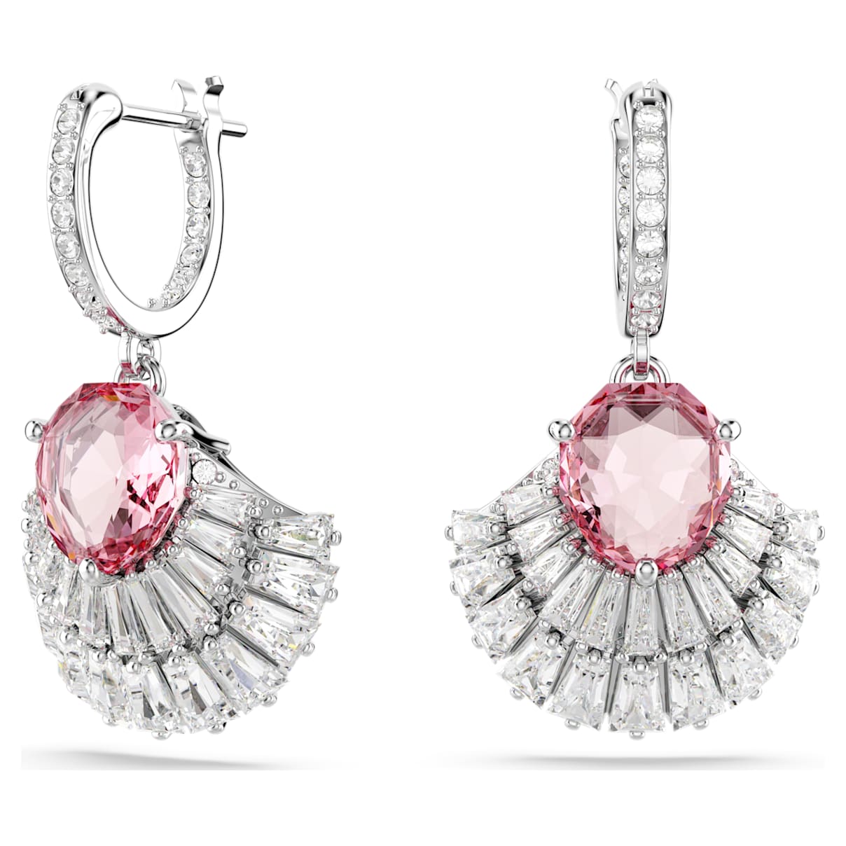 

Idyllia drop earrings, Mixed cuts, Shell, Pink, Rhodium plated