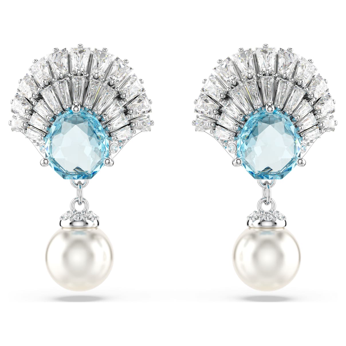 

Idyllia drop earrings, Crystal pearl, Shell, Blue, Rhodium plated
