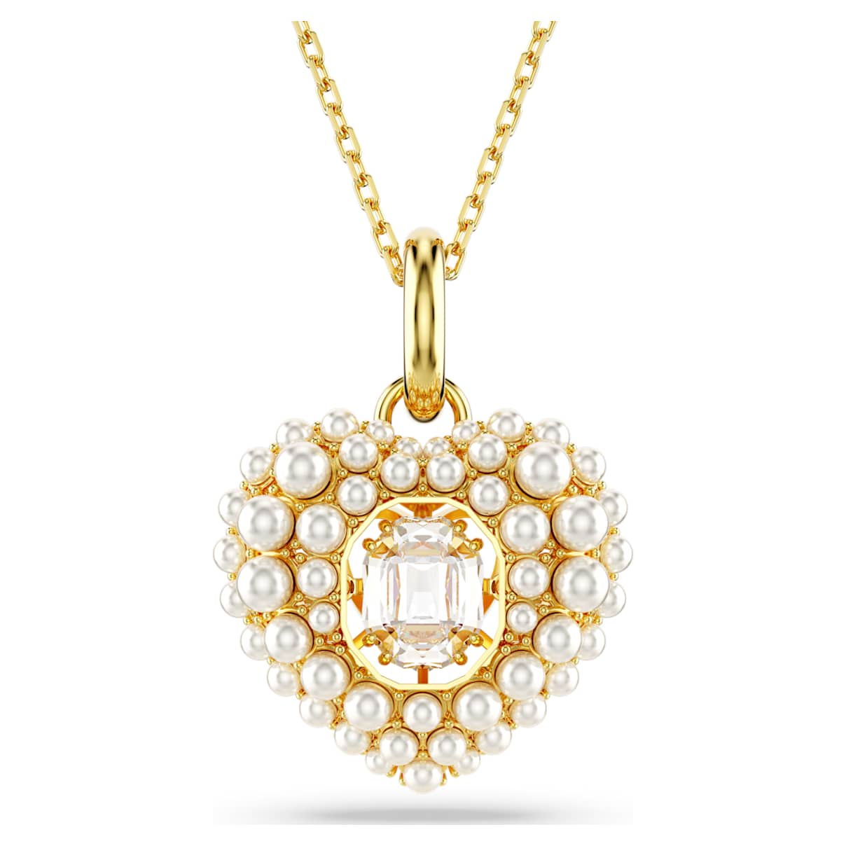 

Idyllia pendant, Heart, White, Gold-tone plated