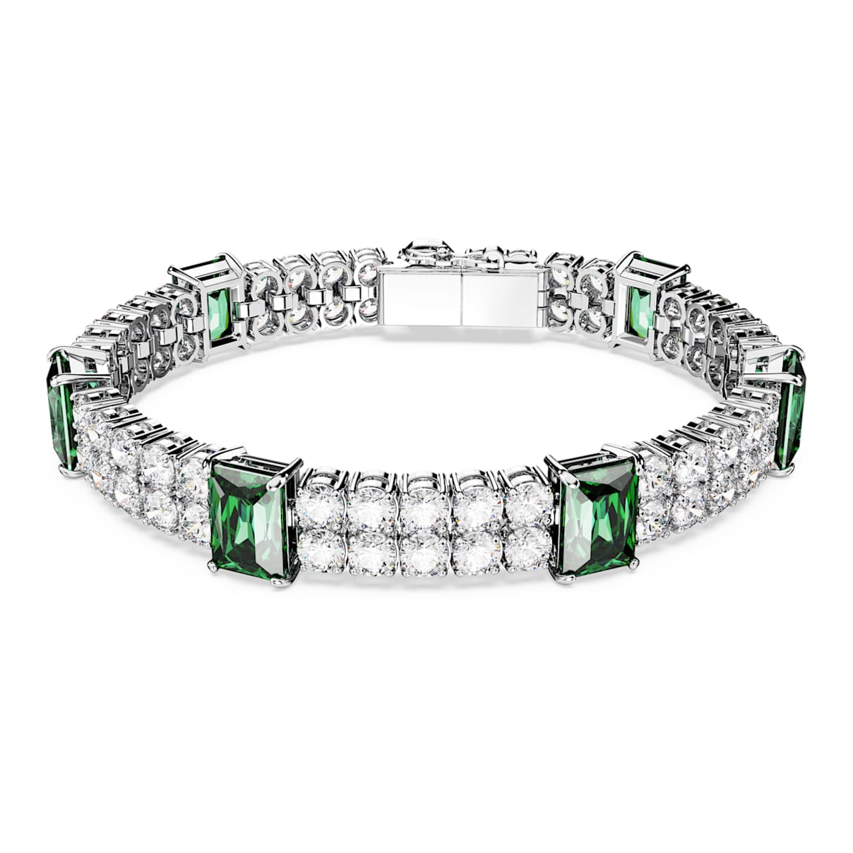 

Matrix Tennis bracelet, Mixed cuts, Green, Rhodium plated