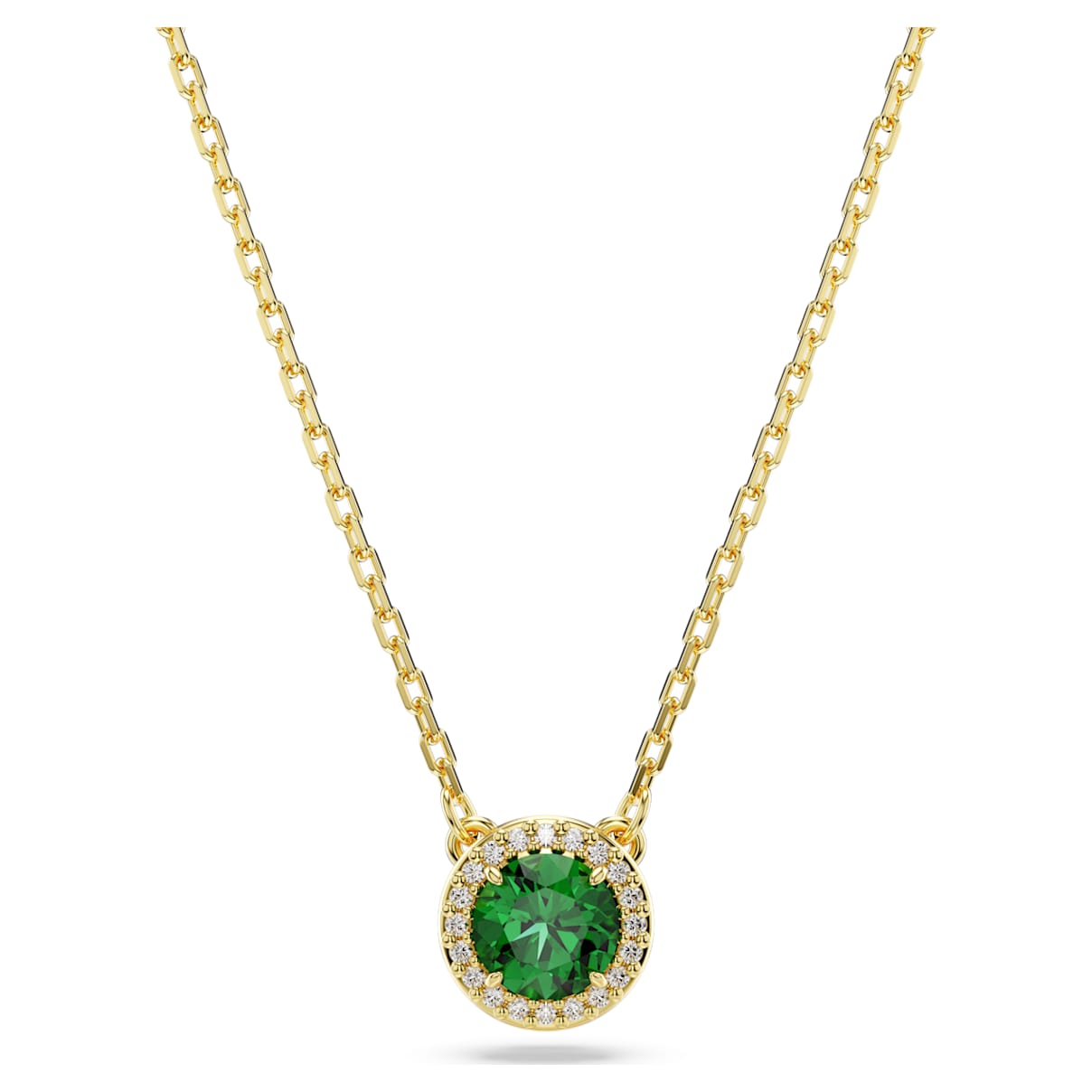 Una Angelic hanger, Ronde slijpvorm, Pavé, Groen, Goudkleurige toplaag