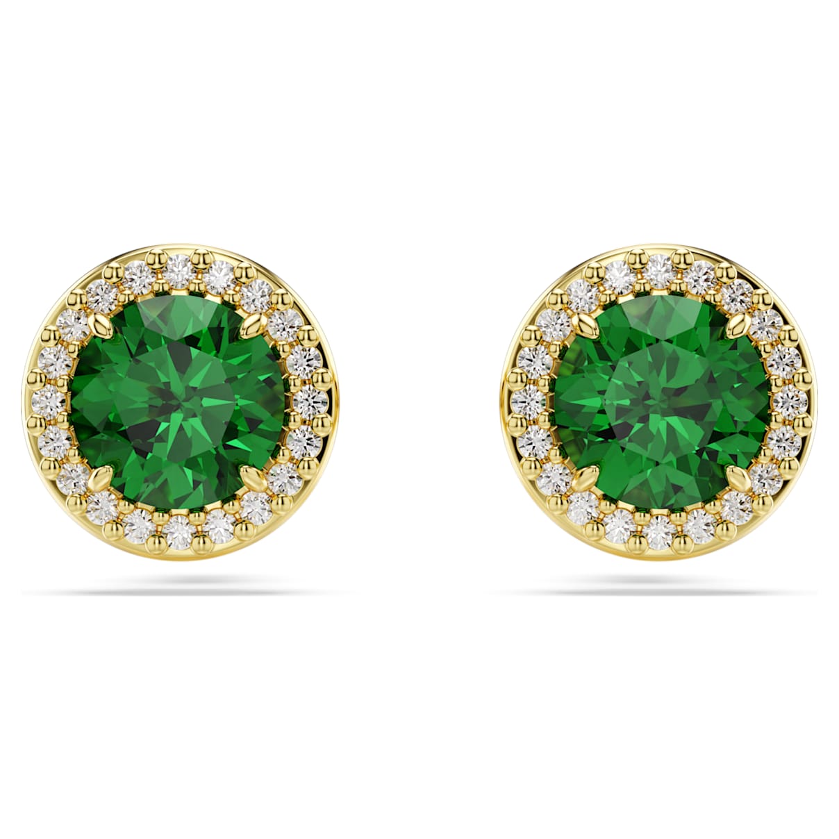 

Clous d'oreilles Una Angelic, Taille ronde, Vertes, Placage de ton or