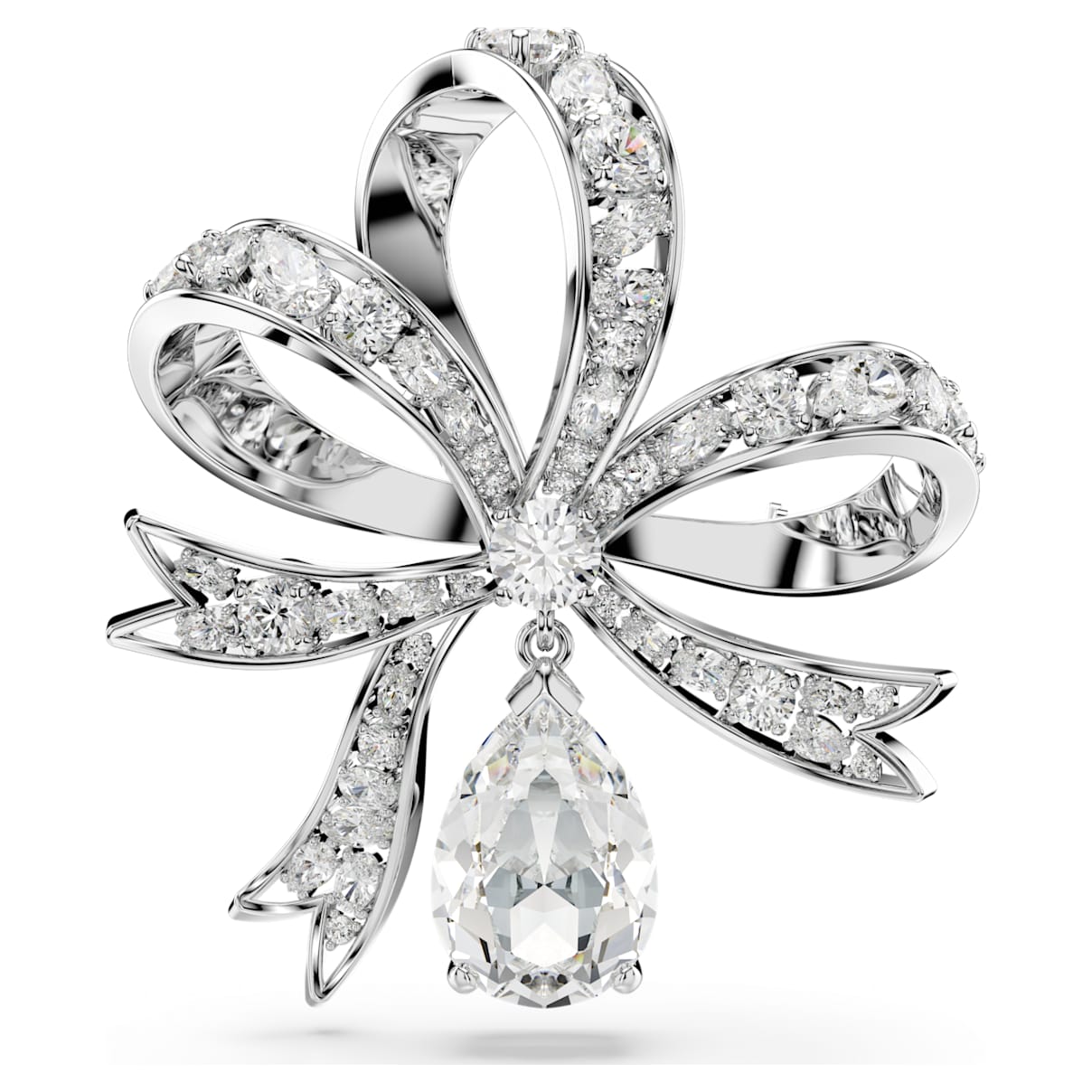 

Hyperbola brooch, Bow, White, Rhodium plated