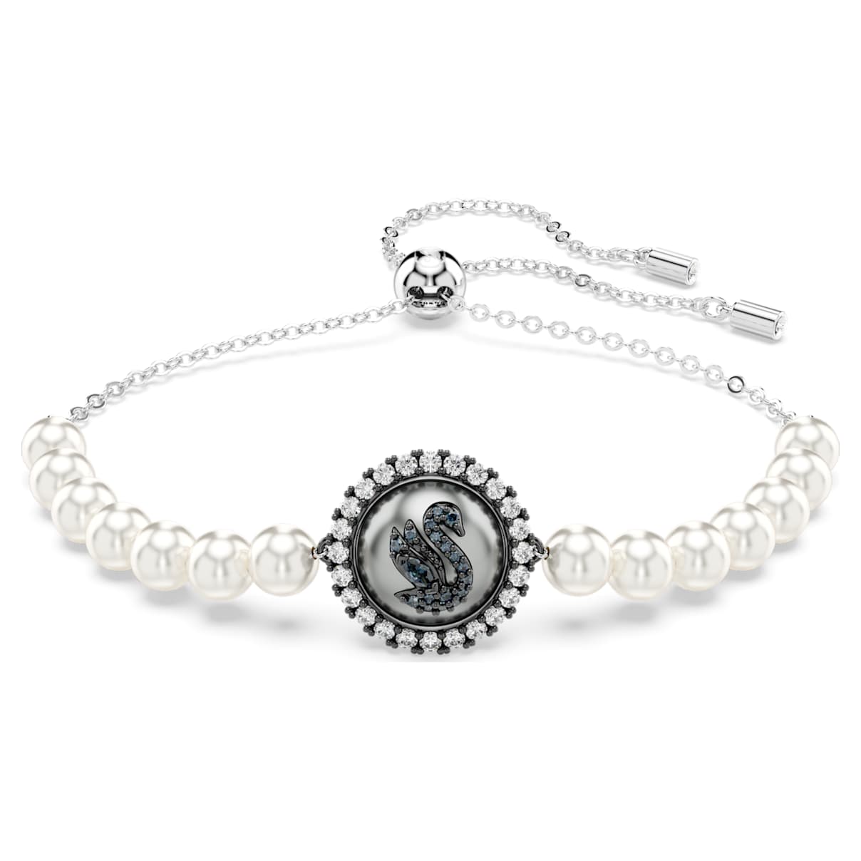 

Swan bracelet, Crystal pearl, Swan, Grey, Rhodium plated