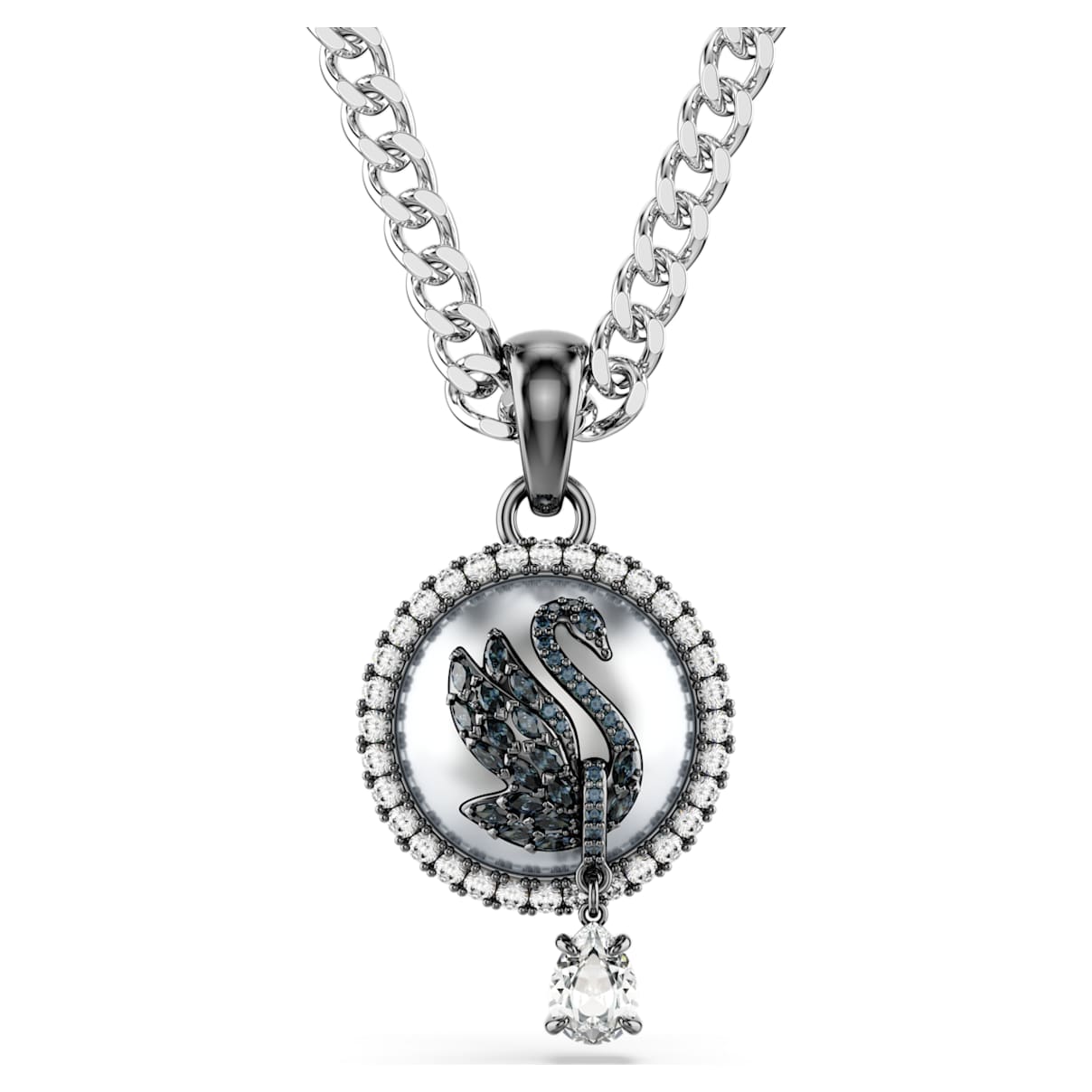

Swan pendant, Crystal pearl, Swan, Grey, Rhodium plated