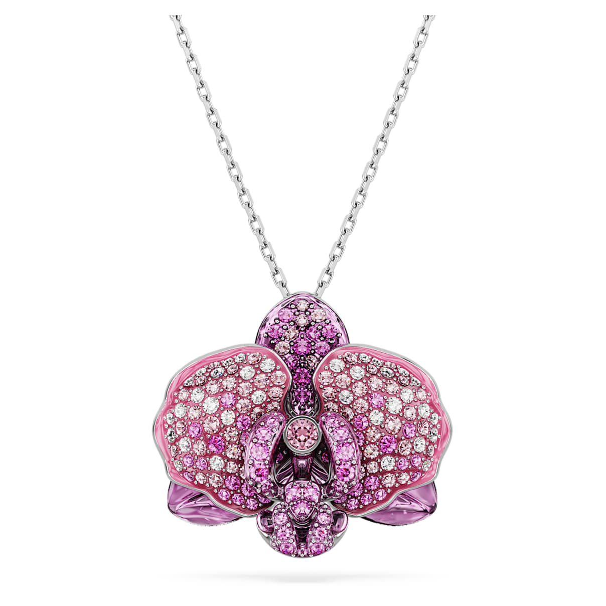 

Idyllia pendant, Flower, Pink, Rhodium plated