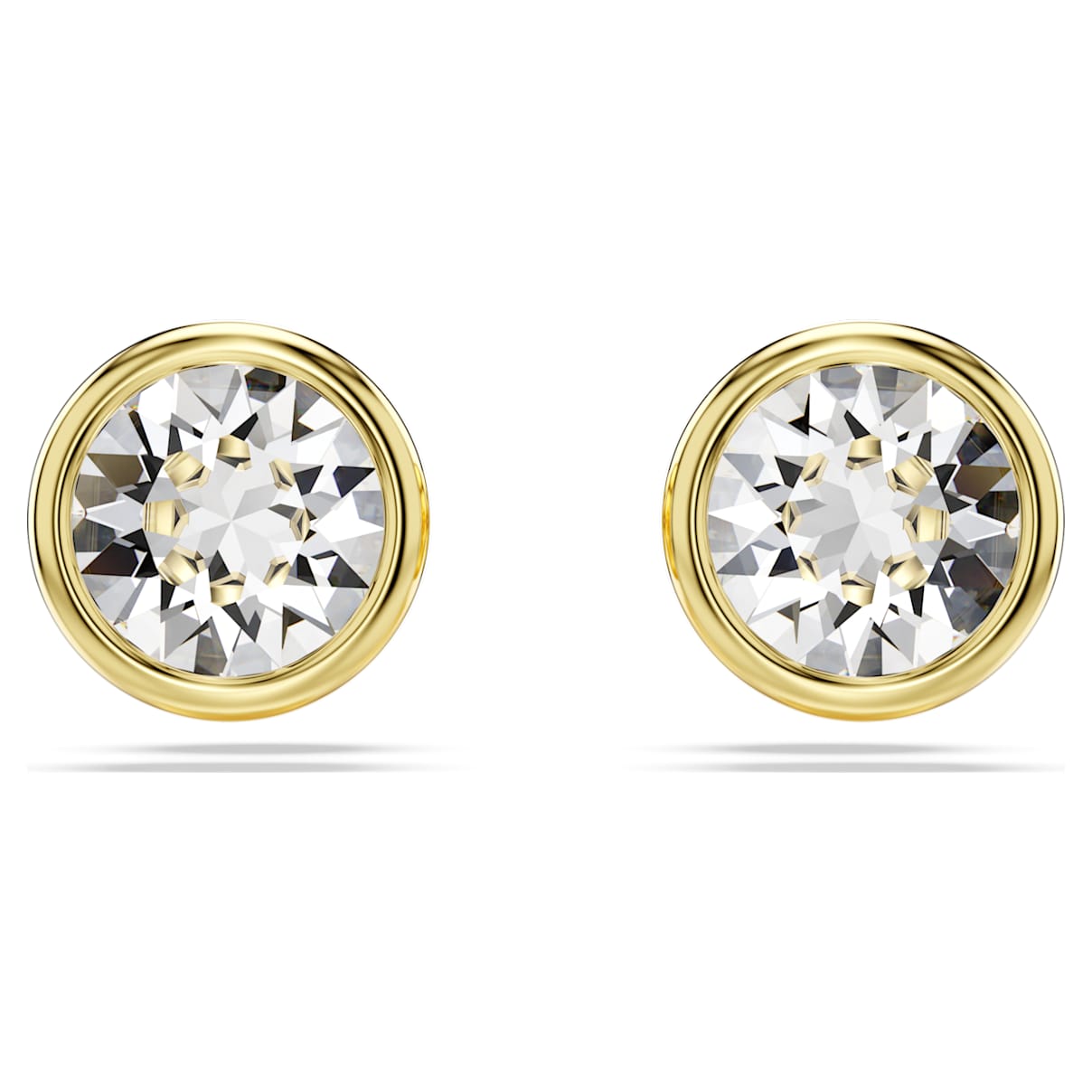 Imber stud earrings, Round cut, White, Gold-tone plated
