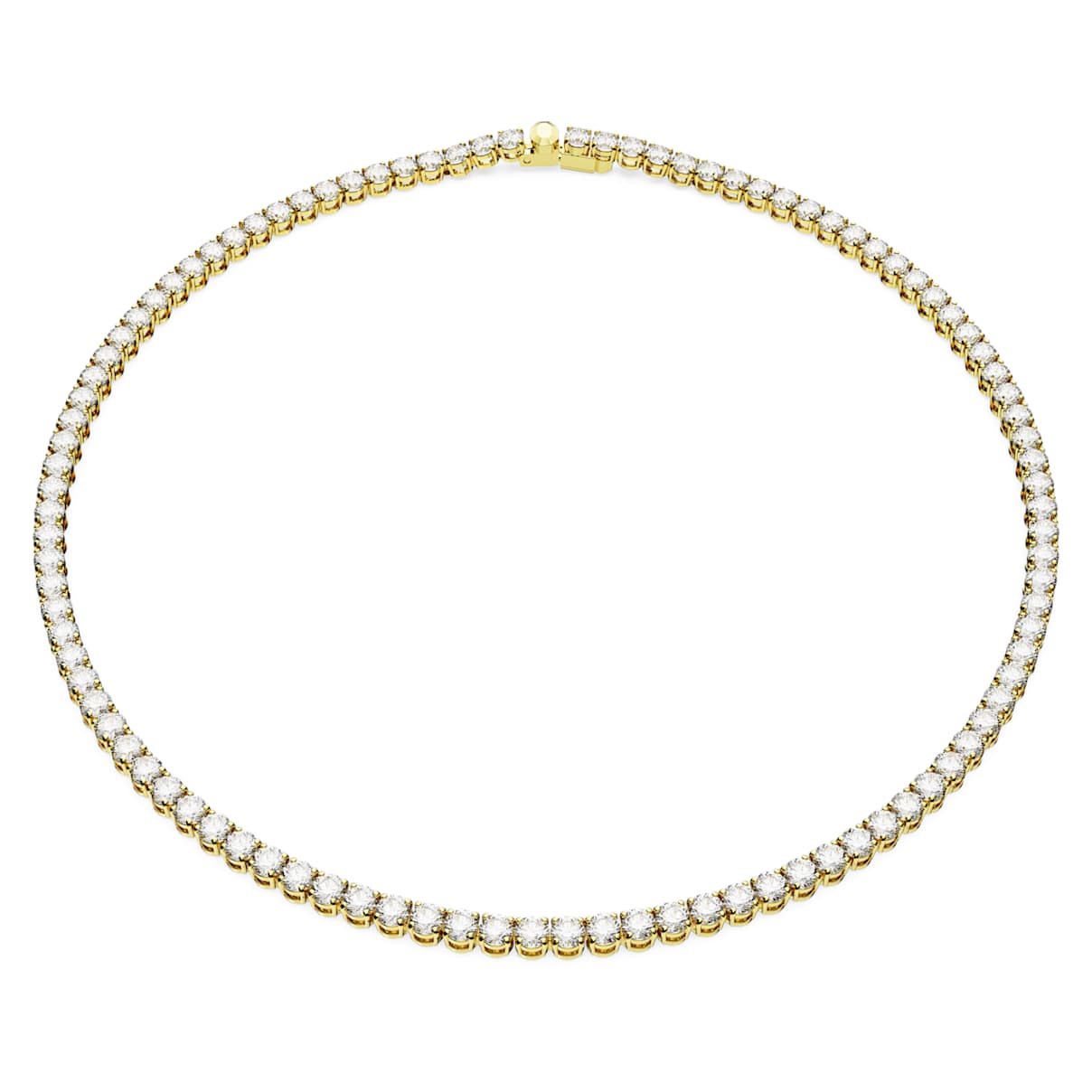 Collier Matrix Tennis, Taille ronde, Blanc, Placage de ton or