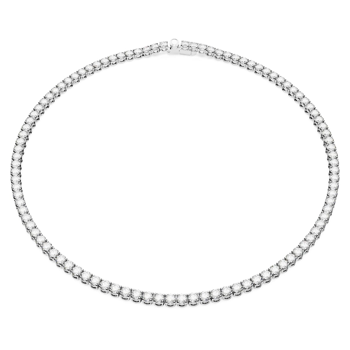 Collier Matrix Tennis, Taille ronde, Blanc, Métal rhodié