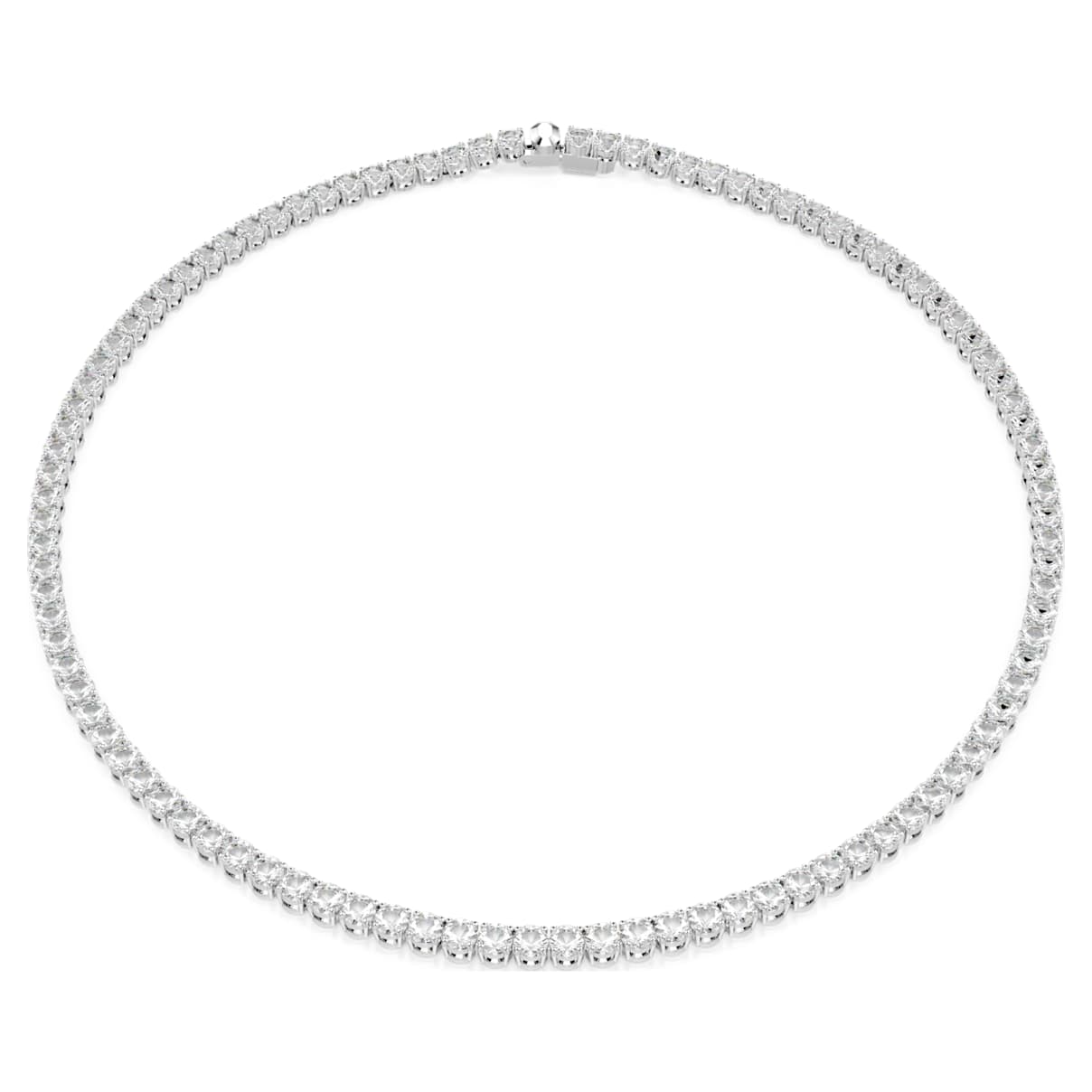 Matrix Tennis ketting, Ronde slijpvorm, Wit, Rodium toplaag