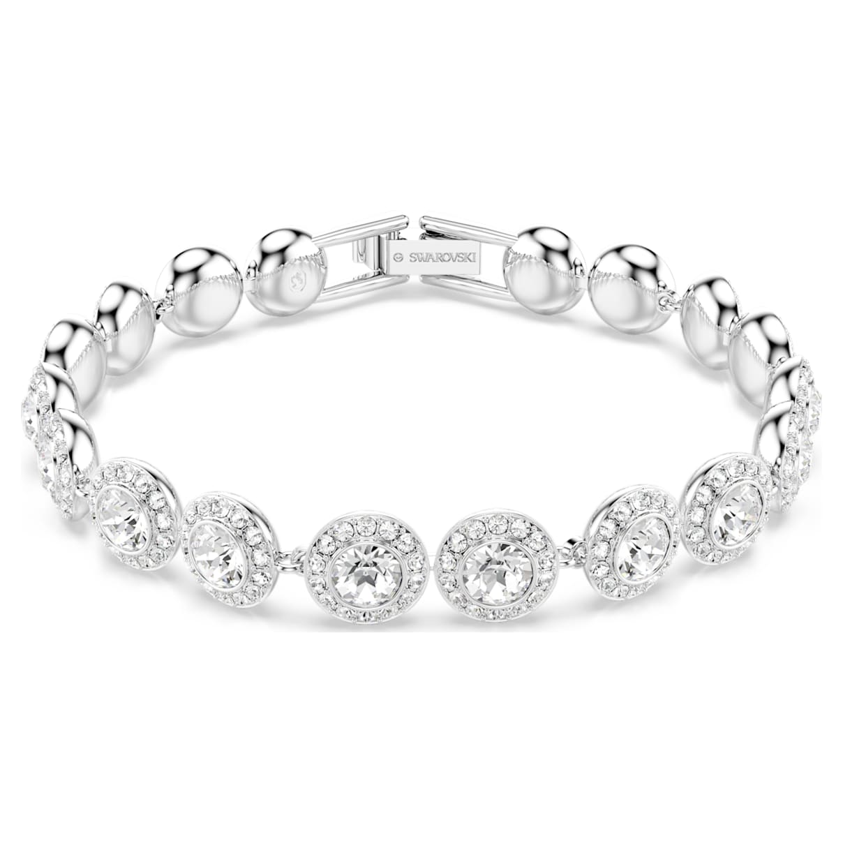 

Una Tennis bracelet, Round cut, White, Rhodium plated