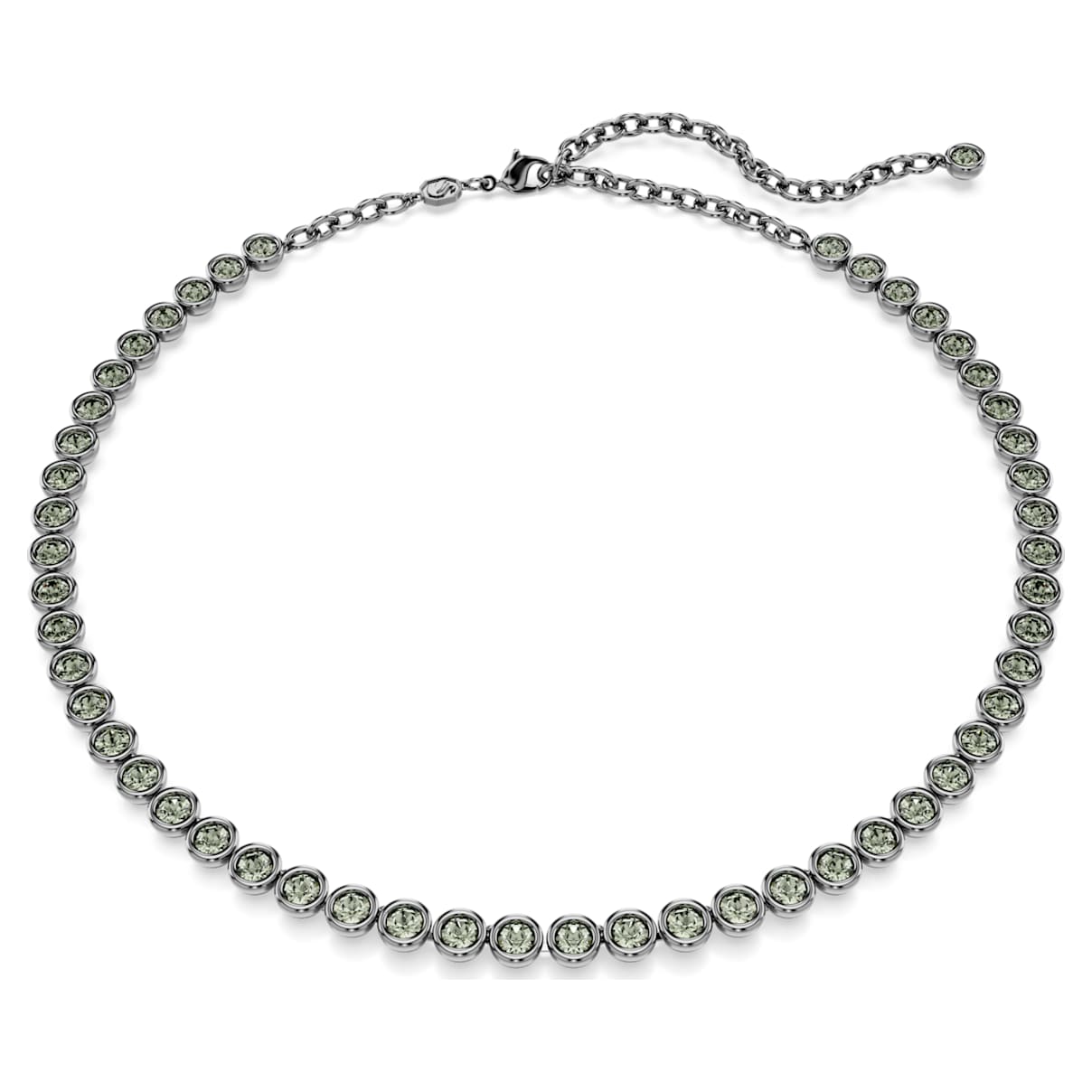 

Imber Tennis necklace, Round cut, Gray, Ruthenium plated
