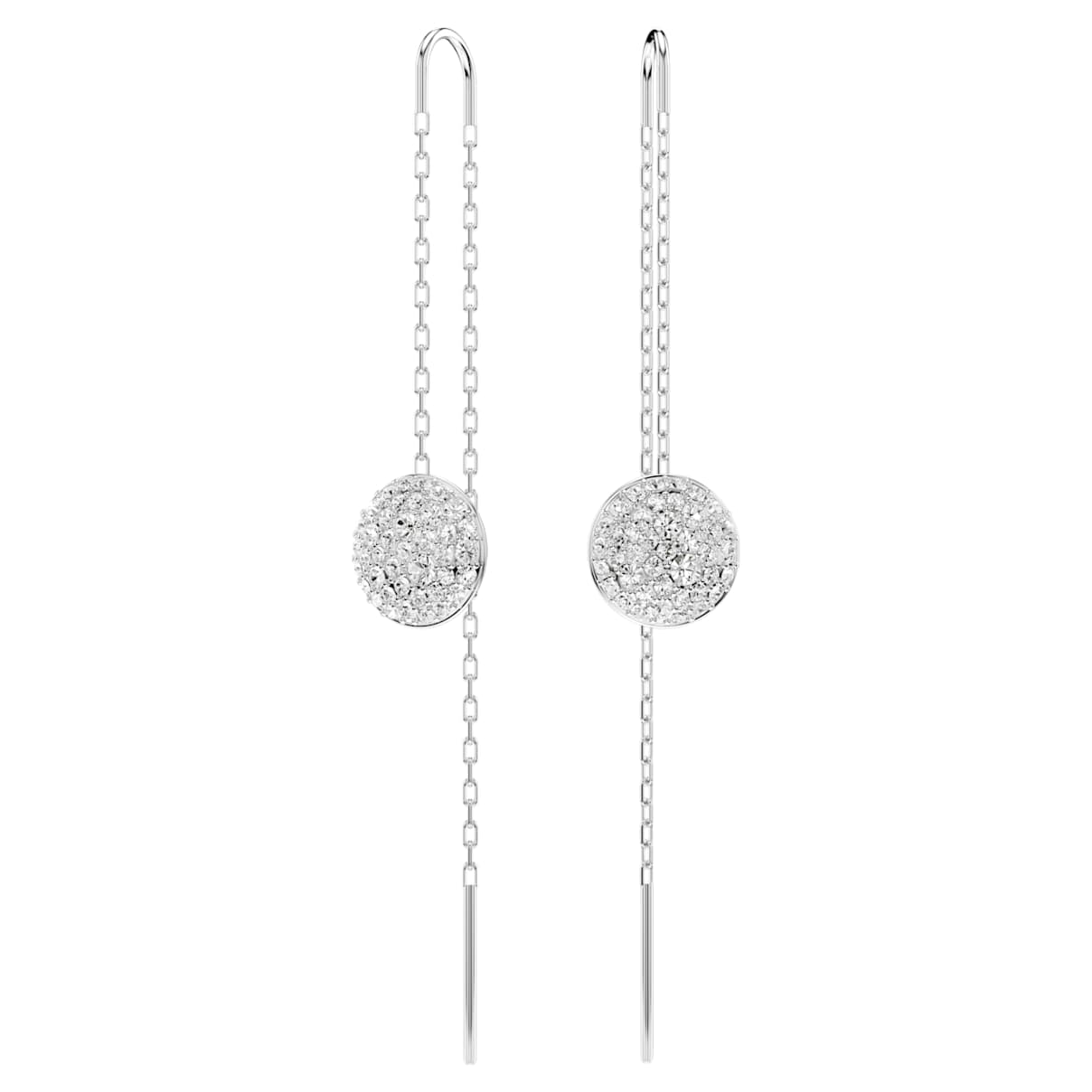 Meteora drop earrings, White, Rhodium plated