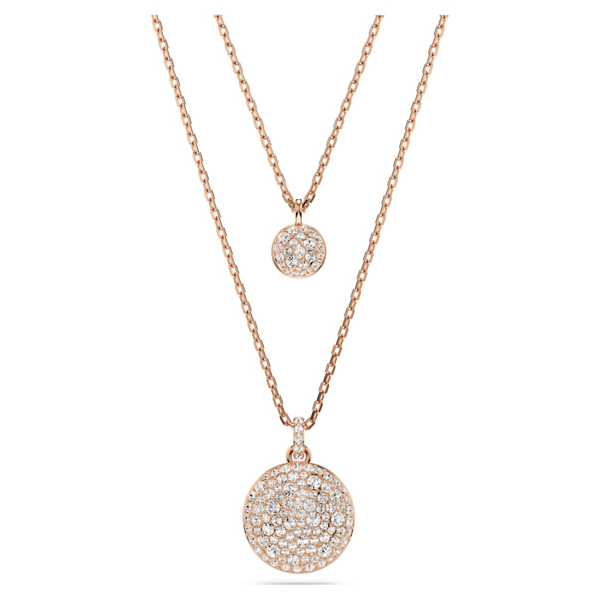 

Sublima layered pendant, White, Rose gold-tone plated