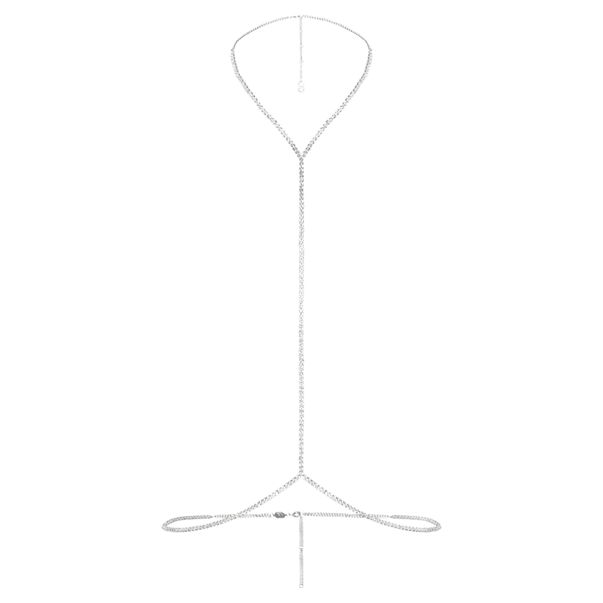 

Swarovski x SKIMS Körperkette, Rundschliff, Cupchain, Y-förmig, Weiß, Rhodiniert