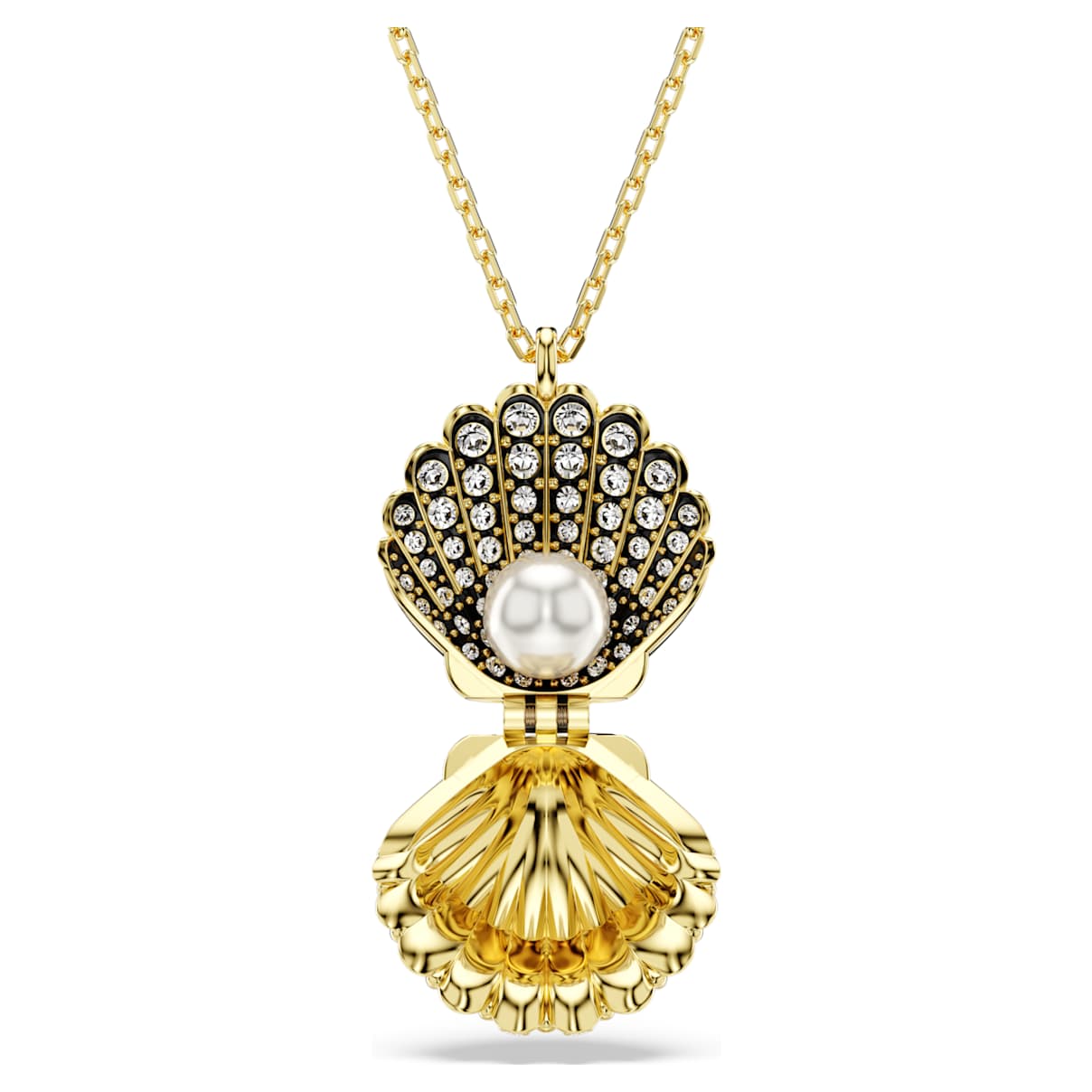 

Idyllia pendant, Crystal pearl, Shell, White, Gold-tone plated