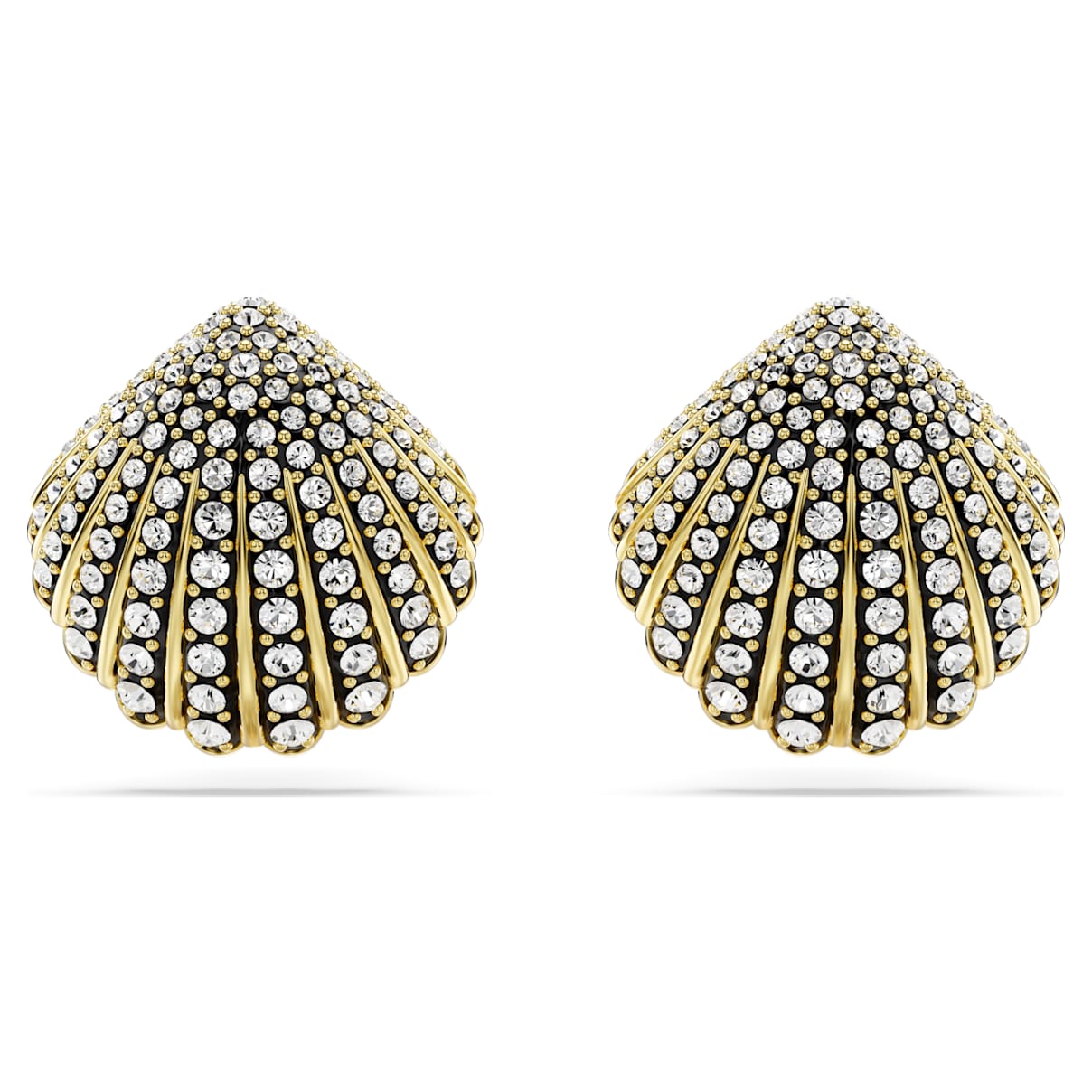 Idyllia stud earrings, Shell, White, Gold-tone plated