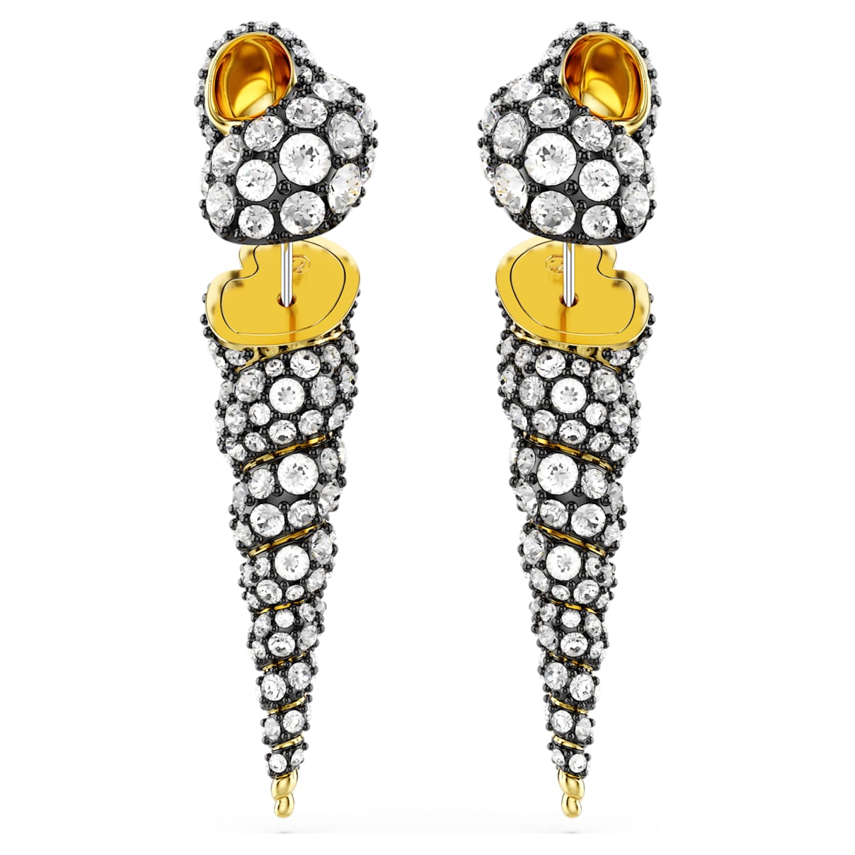 

Idyllia ドロップピアス, アシンメトリーデザイン, ラウンドカット, 貝, ホワイト, ミックスメタル仕上げ