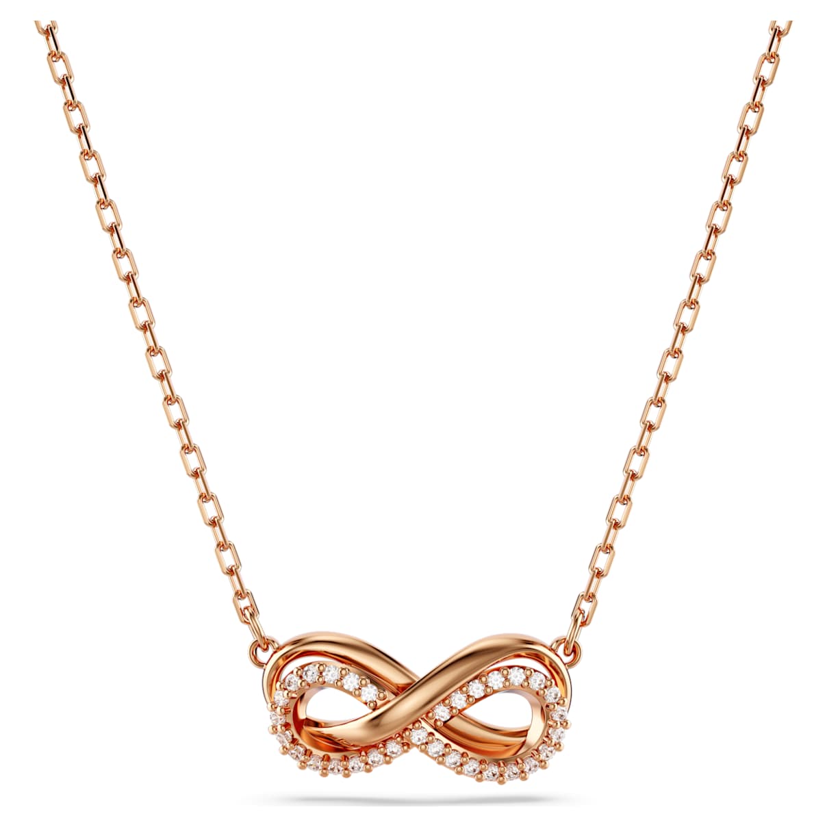 Pendentif Hyperbola, Pavé, Infini, Blanc, Placage de ton or rosé