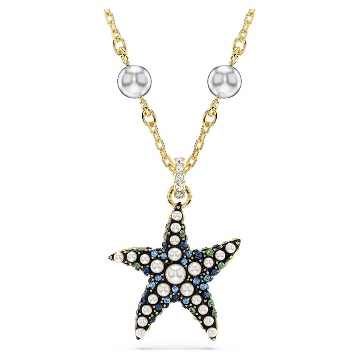 

Idyllia pendant, Crystal pearls, Starfish, Multicoloured, Gold-tone plated