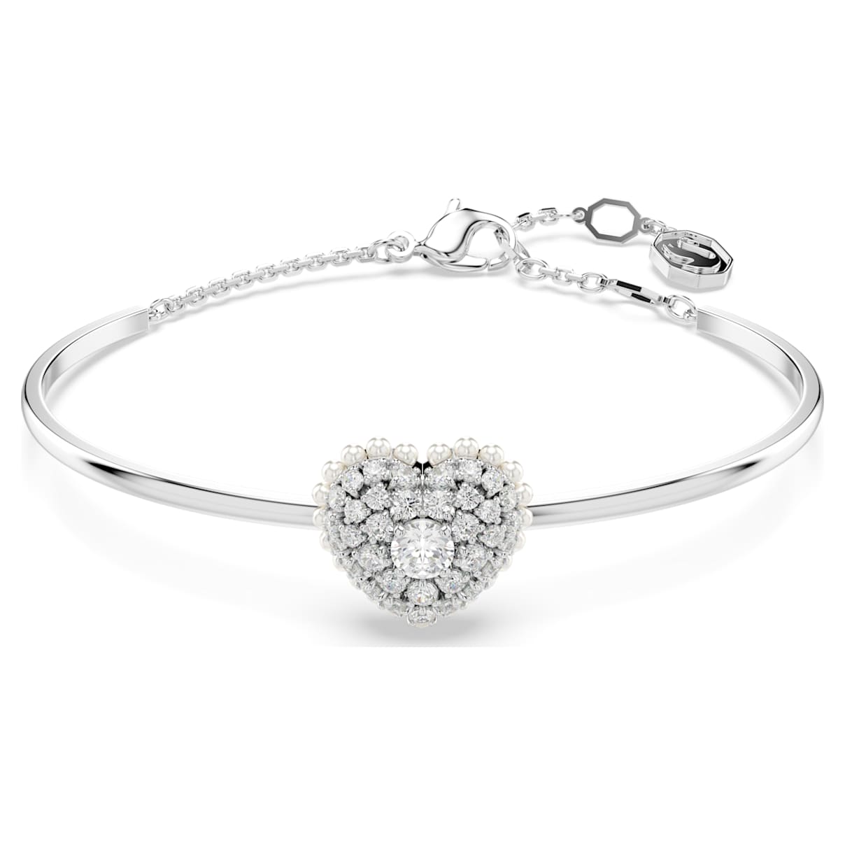 

Hyperbola bangle, Heart, White, Rhodium plated