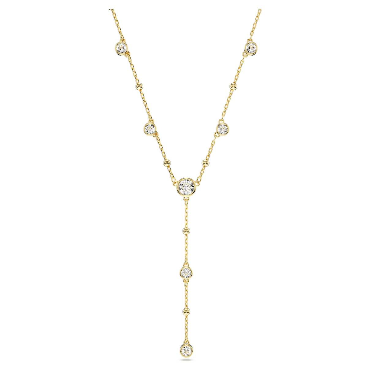 

Imber Y necklace, Round cut, White, Gold-tone plated