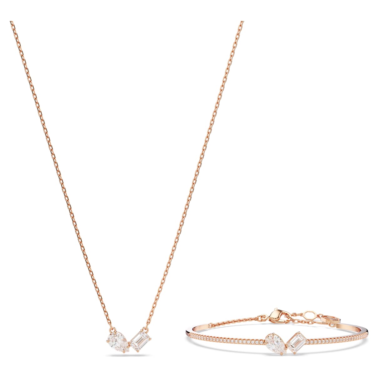 

Mesmera set, Mixed cuts, White, Rose gold-tone plated
