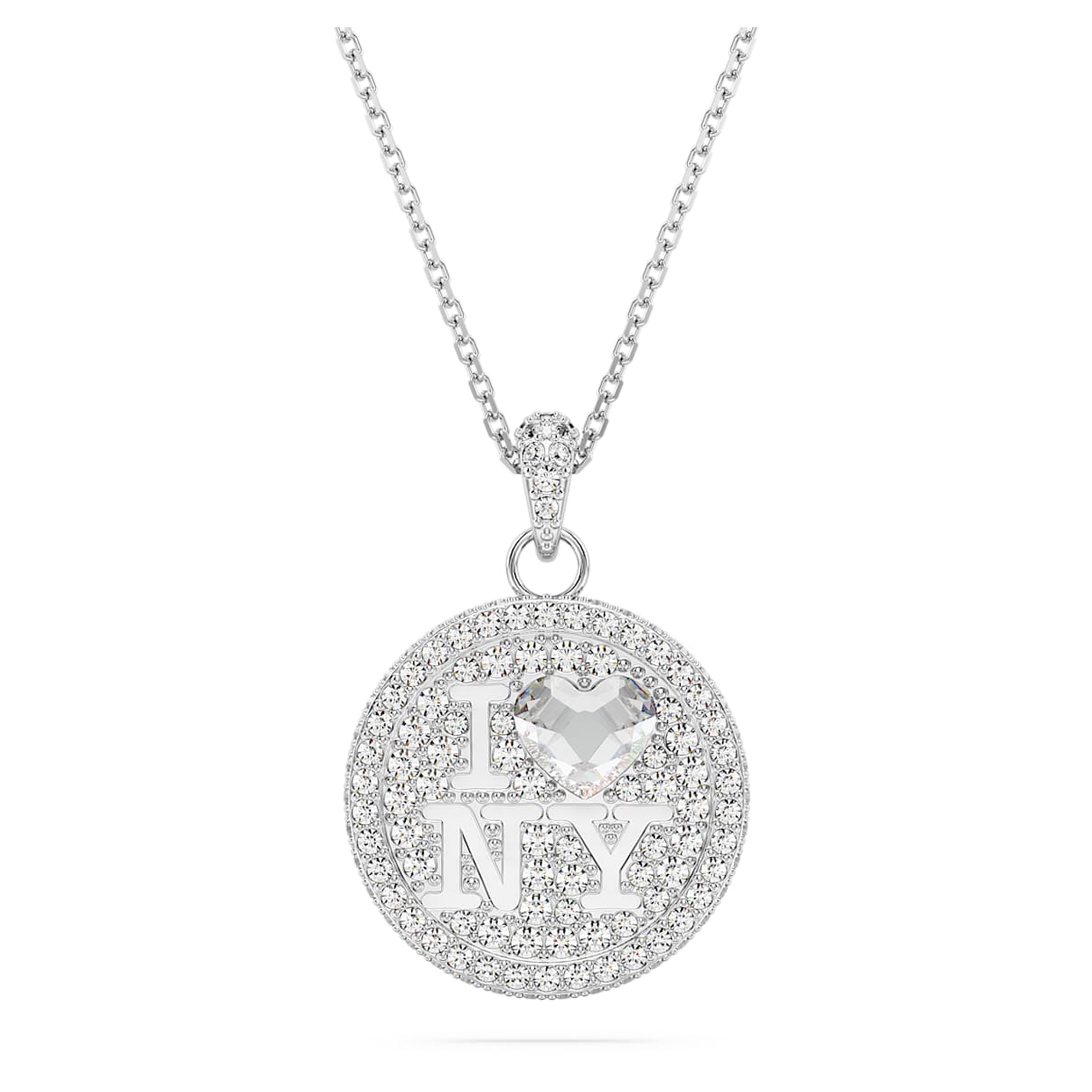 

I LOVE NY pendant, White, Rhodium plated