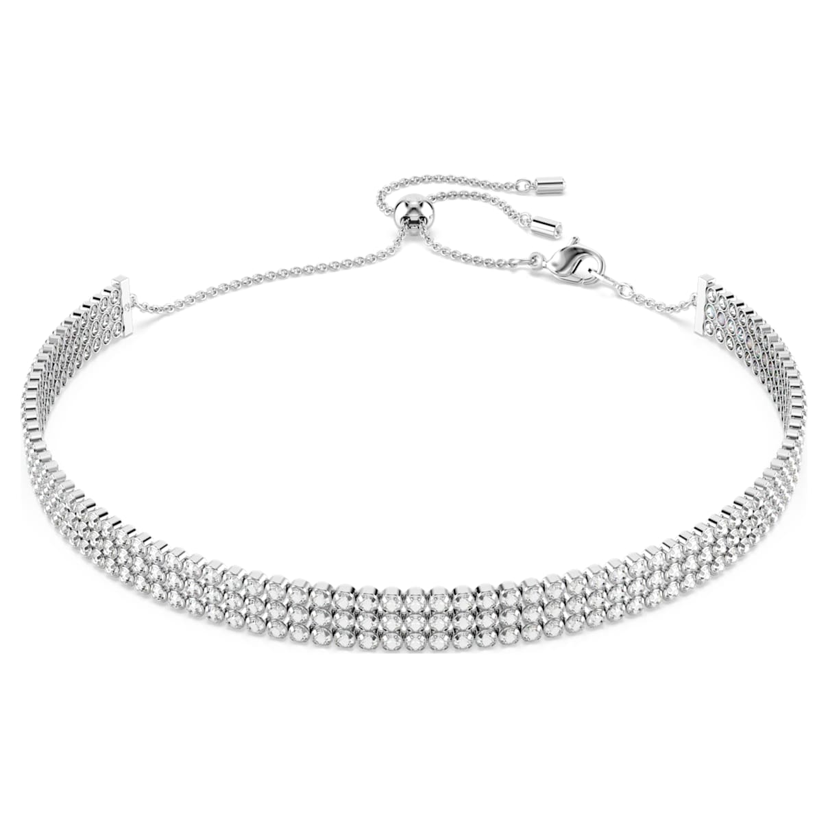 Matrix choker, Round cut, White, Rhodium plated