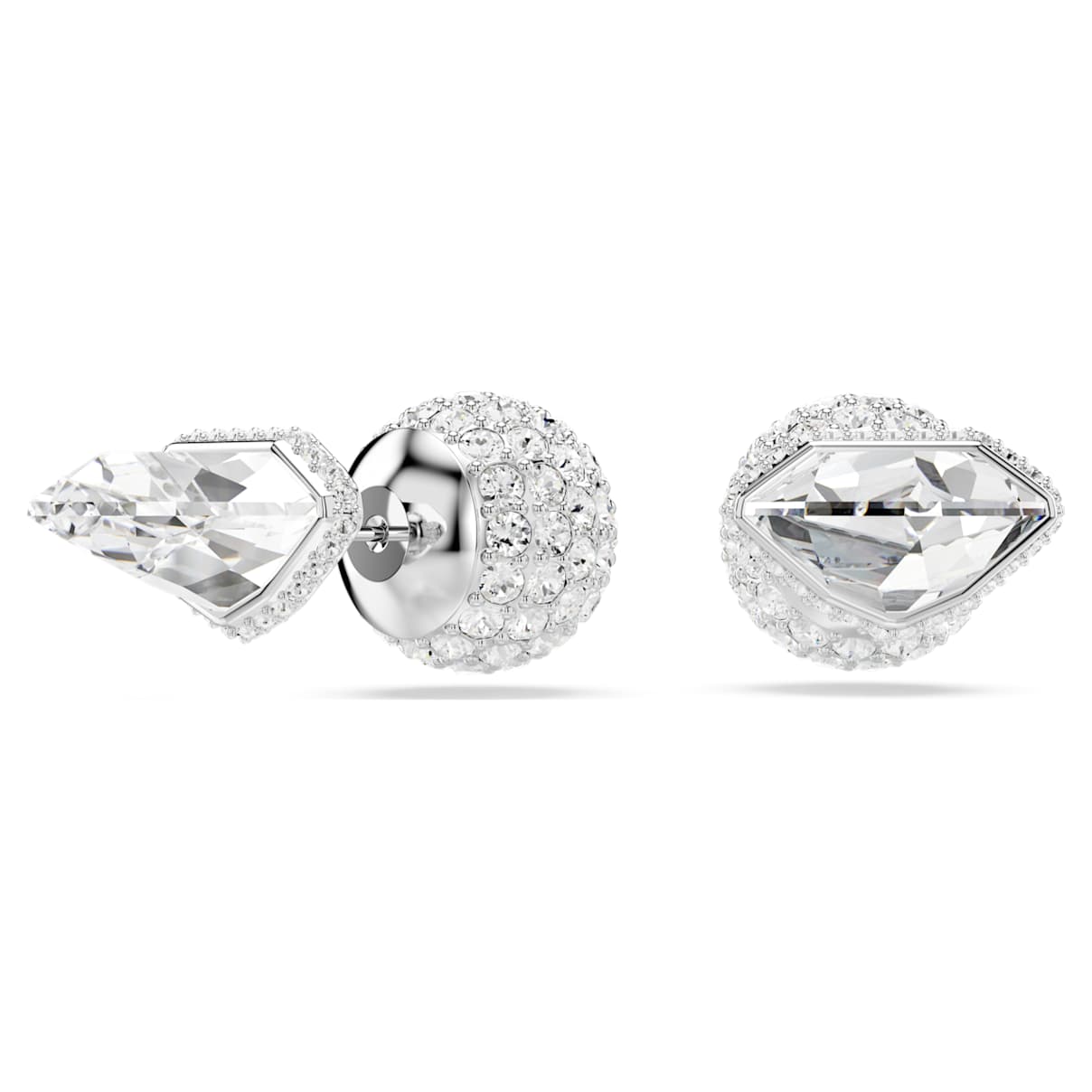 

Lucent stud earrings, Pavé, Ball, White, Rhodium plated