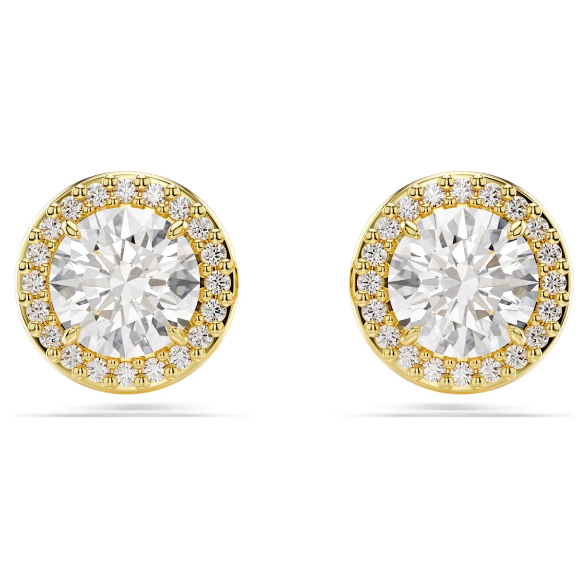 

Una Angelic stud earrings, Round cut, Gold tone, Gold-tone plated