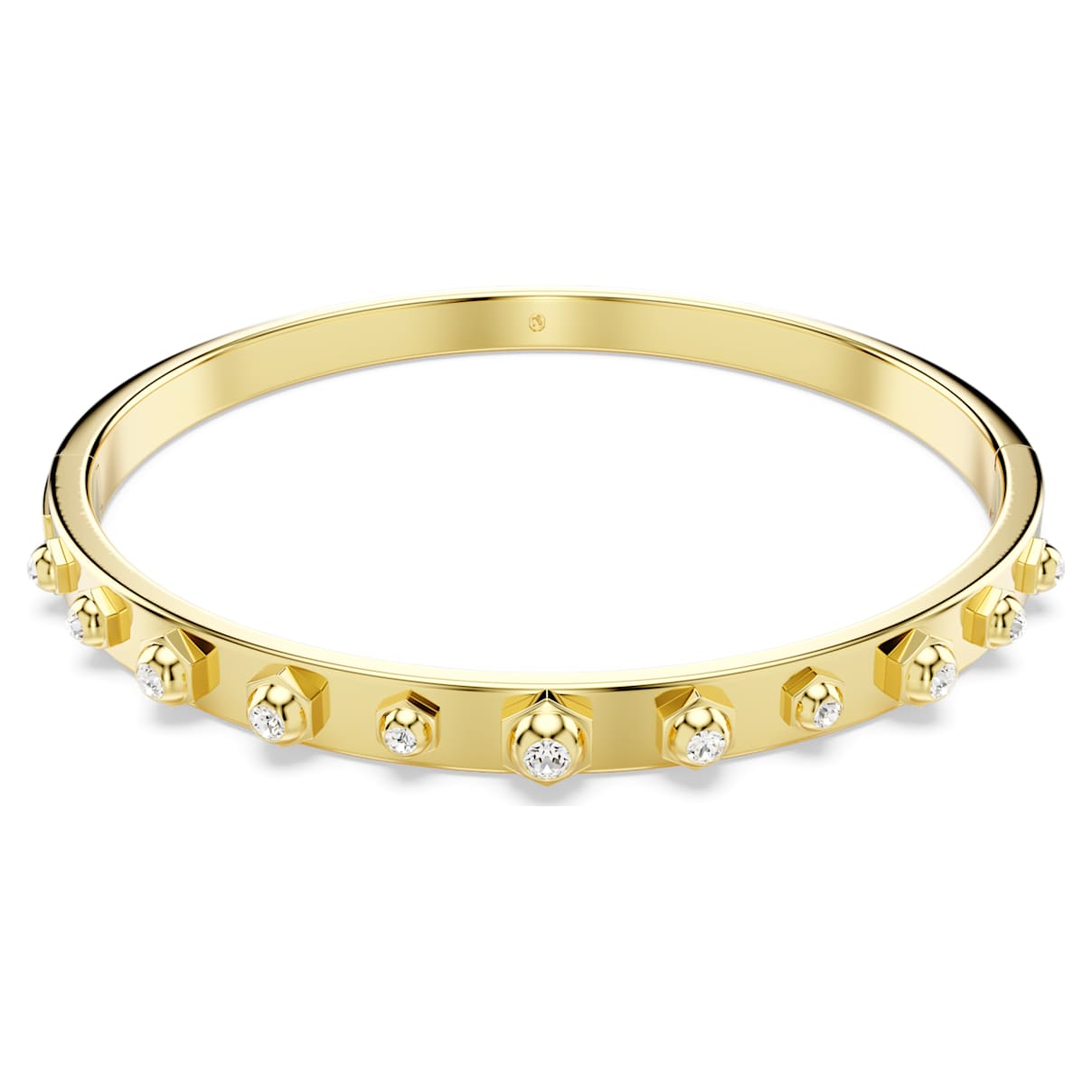 

Bracciale rigido Numina, Tagli arrotondati misti, Bianco, Placcato color oro