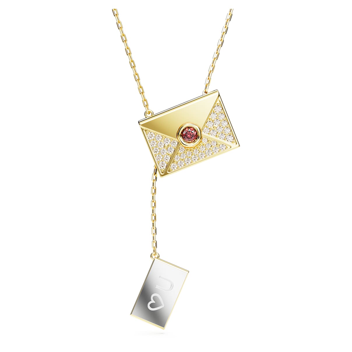 

Letra necklace, Engraved love letter, Multicolored, Gold-tone plated