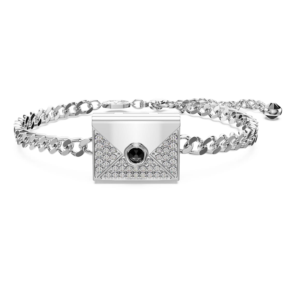 

Letra bracelet, Engraved love letter, White, Rhodium plated