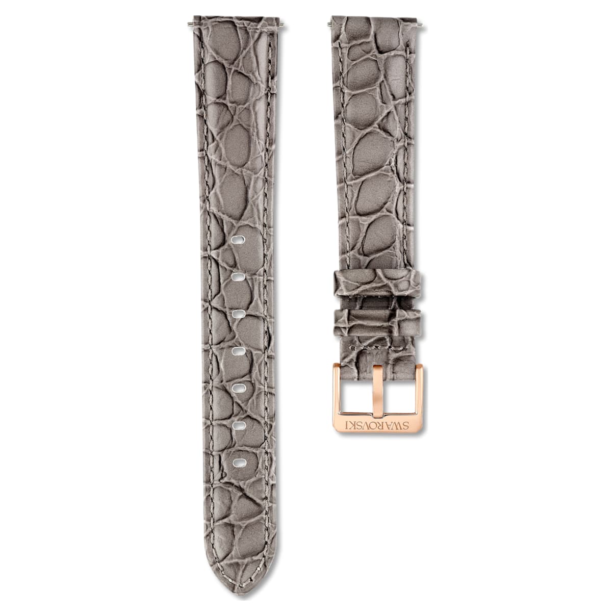 Watch strap, 16 mm (0.63") width, Leather strap, Gray