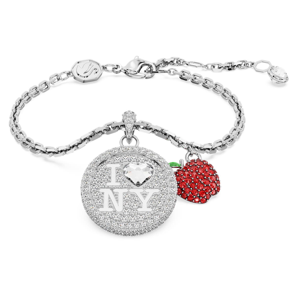 

I LOVE NY bracelet, Red, Rhodium plated