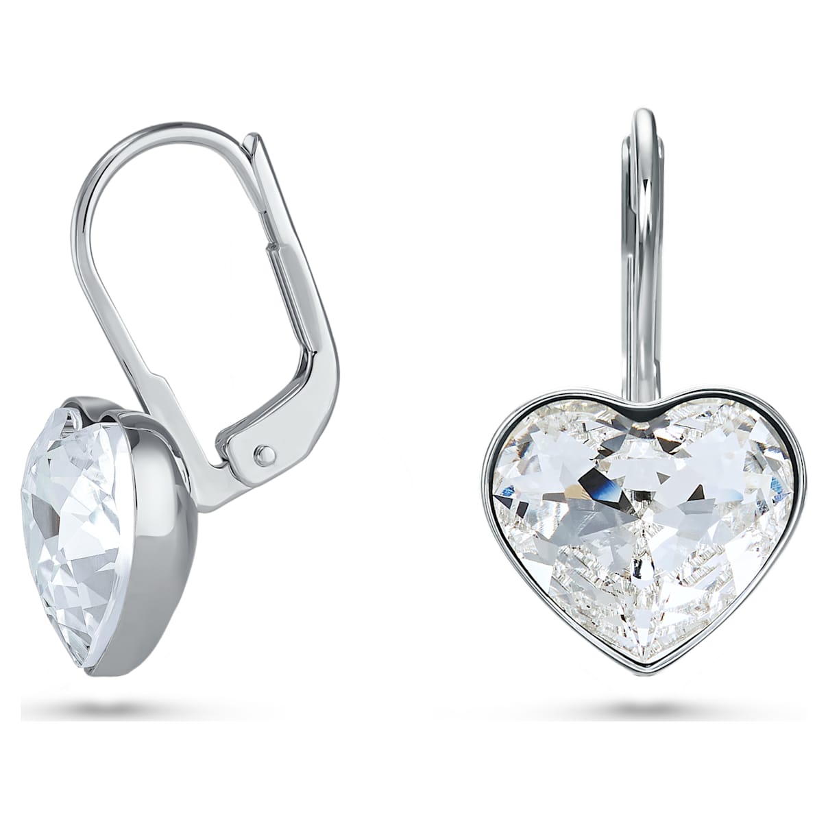 

Bella drop earrings, Heart, White, Rhodium plated