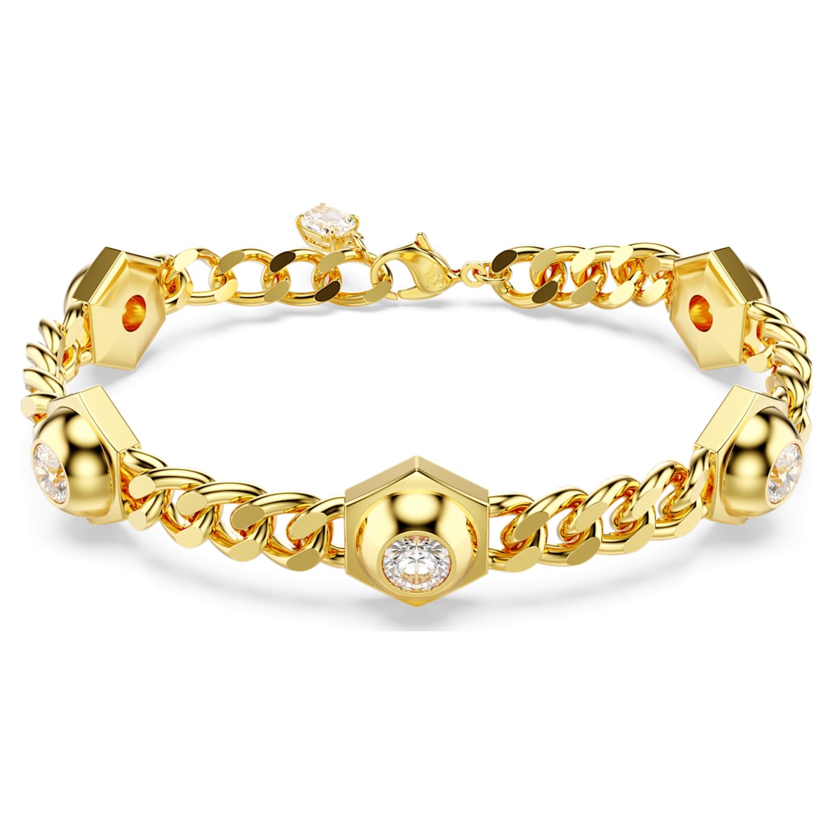 

Numina bracelet, Round cut, White, Gold-tone plated