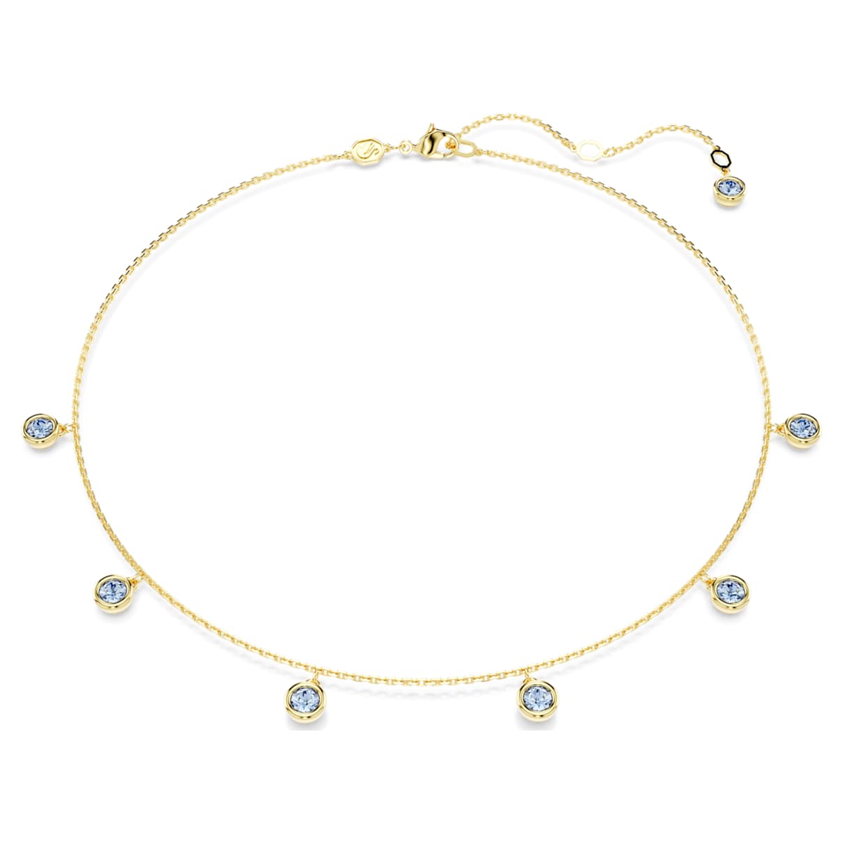 

Imber necklace, Round cut, Light blue, Gold-tone plated